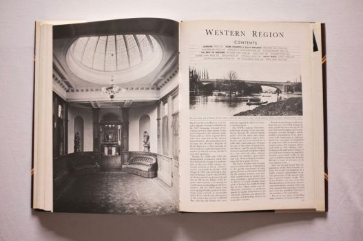 The section of The Railway Heritage of Britain on the Western Region opens with a full-page black-and-white photograph of the royal waiting room at Windsor & Eton Central station and a scenic shot of I. K. Brunel’s Maidenhead Bridge. 