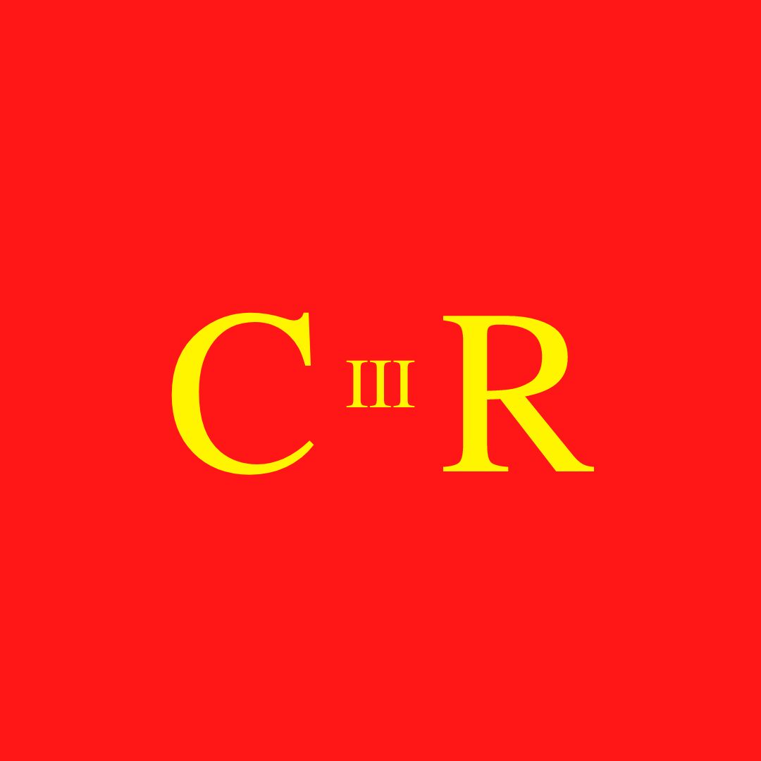 In this impression of King Charles III’s cypher the letters ‘C’ and ‘R’ appear in gold on a red background. Between them and in smaller type is the roman numeral III.