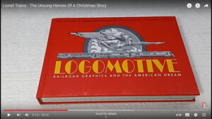 The red cover of Logomotive is displayed on a white background in Michael Moore’s review on his YouTube channel, Toy Train Tips and Tricks.