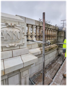 The word Anno appears in sharp relief on the cleaned parapet of Findlater’s Corner.