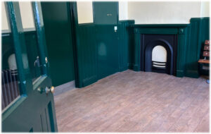 A view across the restored waiting room at Eynsford Station.