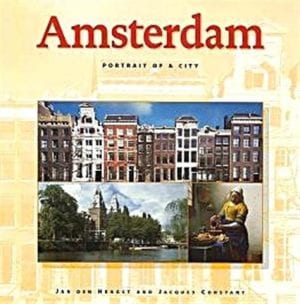 The cream front cover of Amsterdam features two photographs and a painting.