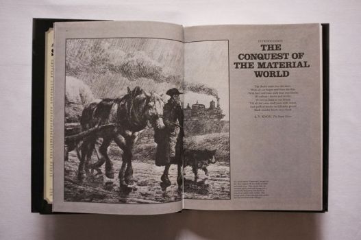 The Introduction opens with a black-and-white sketch by an artist of the 1870s featuring a horse and cart in the foreground and a train in the background, capturing the two worlds of steam and animal power. Under the heading The Conquest of the Material World is an eight-line poem by E. V. Knox starting, ‘The Rocket soars into the skies; With all our hopes and fears she flies’.