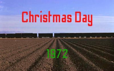 Boxcars roll across Salinas Valley at 5.30 a.m. on Christmas Day, 1972.