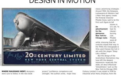 In this excerpt from the Wall Street Journal an article about Logomotive is illustrated by a colour advertisement for The 20th Century Limited.